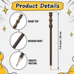 12 Pcs Halloween Party Supplies Kit, Black Round Frame Glasses No Lenses, Wizard Wand Pencils and Broom Pens for Cosplay Birthday Party Decorations - Image 2
