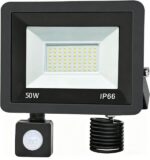 2 Pack LED Flood Lights with Motion Sensor, 50W 5000LM 6500K Cool White, IP66 Waterproof Outdoor Security Lights