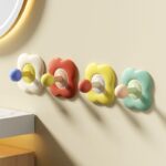 No-Drill Wall Hook, Flower & Round Corner Strong Adhesive Hanger—Pack of 4—Flower Design