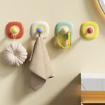 No-Drill Wall Hook, Flower & Round Corner Strong Adhesive Hanger—Pack of 4—Flower Design - Image 3