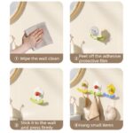 Flower Punch-Free Hook, Self-Adhesive Hook for Bathroom Towel & Facial Tissue Storage—White - Image 7