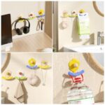 Flower Punch-Free Hook, Self-Adhesive Hook for Bathroom Towel & Facial Tissue Storage—Yellow - Image 4