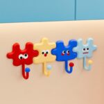 Puzzle Hooks, No-Drill Adhesive Hooks, Wall Hangers for Kitchen & Bathroom—Pack of 4