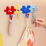 Puzzle Hooks, No-Drill Adhesive Hooks, Wall Hangers for Kitchen & Bathroom—Pack of 4 - Image 6