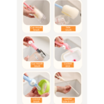 6-in-1 Long Handle Bottle Brush, Multifunctional Cleaner for Water Bottle, Baby Bottle & Straw Cup-Pink - Image 9