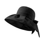 Women's UPF50+ Foldable Wide Brim Bucket Hat, Summer Beach Sun Hat for Fishing and Hiking - Black