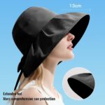 Women's UPF50+ Foldable Wide Brim Bucket Hat, Summer Beach Sun Hat for Fishing and Hiking - Black - Image 4