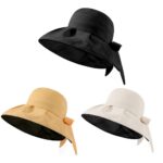 Women's UPF50+ Foldable Wide Brim Bucket Hat, Summer Beach Sun Hat for Fishing and Hiking - Black - Image 5
