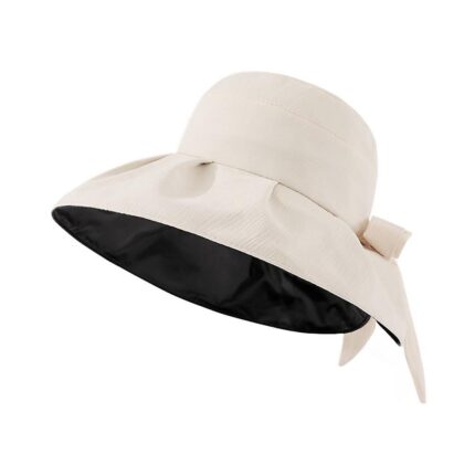 Women's UPF50+ Foldable Wide Brim Bucket Hat, Summer Beach Sun Hat for Fishing and Hiking - Beige