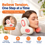 Multifunctional U-Shaped Neck Pillow Massager with Heat Red Light Therapy ANC Noise Cancellation Bluetooth Audio and Hands-Free Calling for Home Office and Travel Relaxation (White)