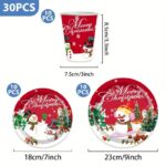 Snowman tableware and candlelit Christmas tree, accompanied by golden roast turkey with fresh fruits and desserts. Capture this warm winter reunion with full festive ritual.（red） - Image 2