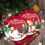 Snowman tableware and candlelit Christmas tree, accompanied by golden roast turkey with fresh fruits and desserts. Capture this warm winter reunion with full festive ritual.（red） - Image 3