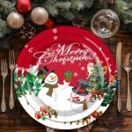Snowman tableware and candlelit Christmas tree, accompanied by golden roast turkey with fresh fruits and desserts. Capture this warm winter reunion with full festive ritual.（red） - Image 4