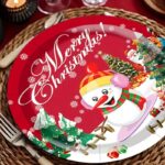 Snowman tableware and candlelit Christmas tree, accompanied by golden roast turkey with fresh fruits and desserts. Capture this warm winter reunion with full festive ritual.（red） - Image 5
