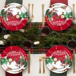 Snowman tableware and candlelit Christmas tree, accompanied by golden roast turkey with fresh fruits and desserts. Capture this warm winter reunion with full festive ritual.（red） - Image 6
