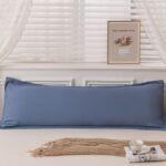 48 x 150cm Blue Washed Cotton Linen Long Pillowcase - Extra Long Soft Breathable Pillow Cover, Machine Washable for Double and Couple Pillows