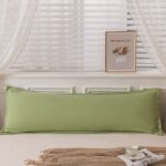 48 x 150cm Green Washed Cotton Linen Long Pillowcase - Extra Long Soft Breathable Pillow Cover, Machine Washable for Double and Couple Pillows