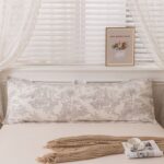 48 x 180cm White Striped Washed Cotton Linen Long Pillowcase - Extra Long Soft Breathable Pillow Cover, Machine Washable for Double and Couple Pillows