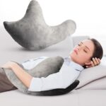 Grey W-Shaped Shoulder Support Double Zipper Pillow - 23.5 x 14 x 6" Soft Arm Support Cushion with Removable Cover for Side Sleeping, In Car, Sitting and Discomfort Easing