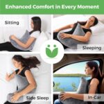 Grey W-Shaped Shoulder Support Double Zipper Pillow - 23.5 x 14 x 6" Soft Arm Support Cushion with Removable Cover for Side Sleeping, In Car, Sitting and Discomfort Easing - Image 2