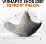 Grey W-Shaped Shoulder Support Double Zipper Pillow - 23.5 x 14 x 6" Soft Arm Support Cushion with Removable Cover for Side Sleeping, In Car, Sitting and Discomfort Easing - Image 3