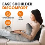 Grey W-Shaped Shoulder Support Double Zipper Pillow - 23.5 x 14 x 6" Soft Arm Support Cushion with Removable Cover for Side Sleeping, In Car, Sitting and Discomfort Easing - Image 4