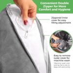 Grey W-Shaped Shoulder Support Double Zipper Pillow - 23.5 x 14 x 6" Soft Arm Support Cushion with Removable Cover for Side Sleeping, In Car, Sitting and Discomfort Easing - Image 6
