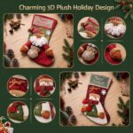 Jingle Jollys 4PCS Christmas Stockings Large 3D Plush Santa Snowman 43.5cm Christmas Decor for Family Holiday Christmas Party Decorations - Image 5